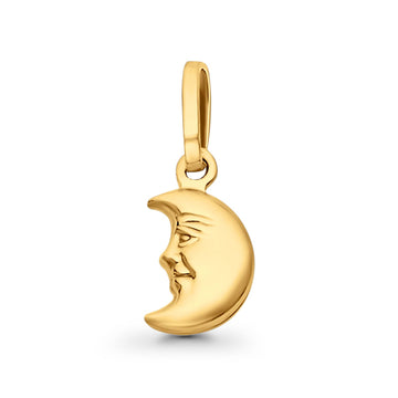 14K Yellow Gold Real Half Moon Face Charm Pendant 11mmX10mm 0.6grams